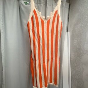 House of Harlow 1960 Vibrant Orange and Cream Dress
